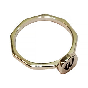 Silver Tone Octagon 'W' Initial Ring - Style 384